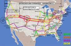 High Speed Network in the United States (USHSRS) - Intercoasts Way San Francisco-Washington D.C. (Central Side)